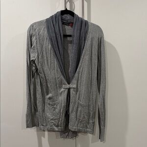 Michael Simon Gray 100% cotton sweater with shimmery grey chiffon accent